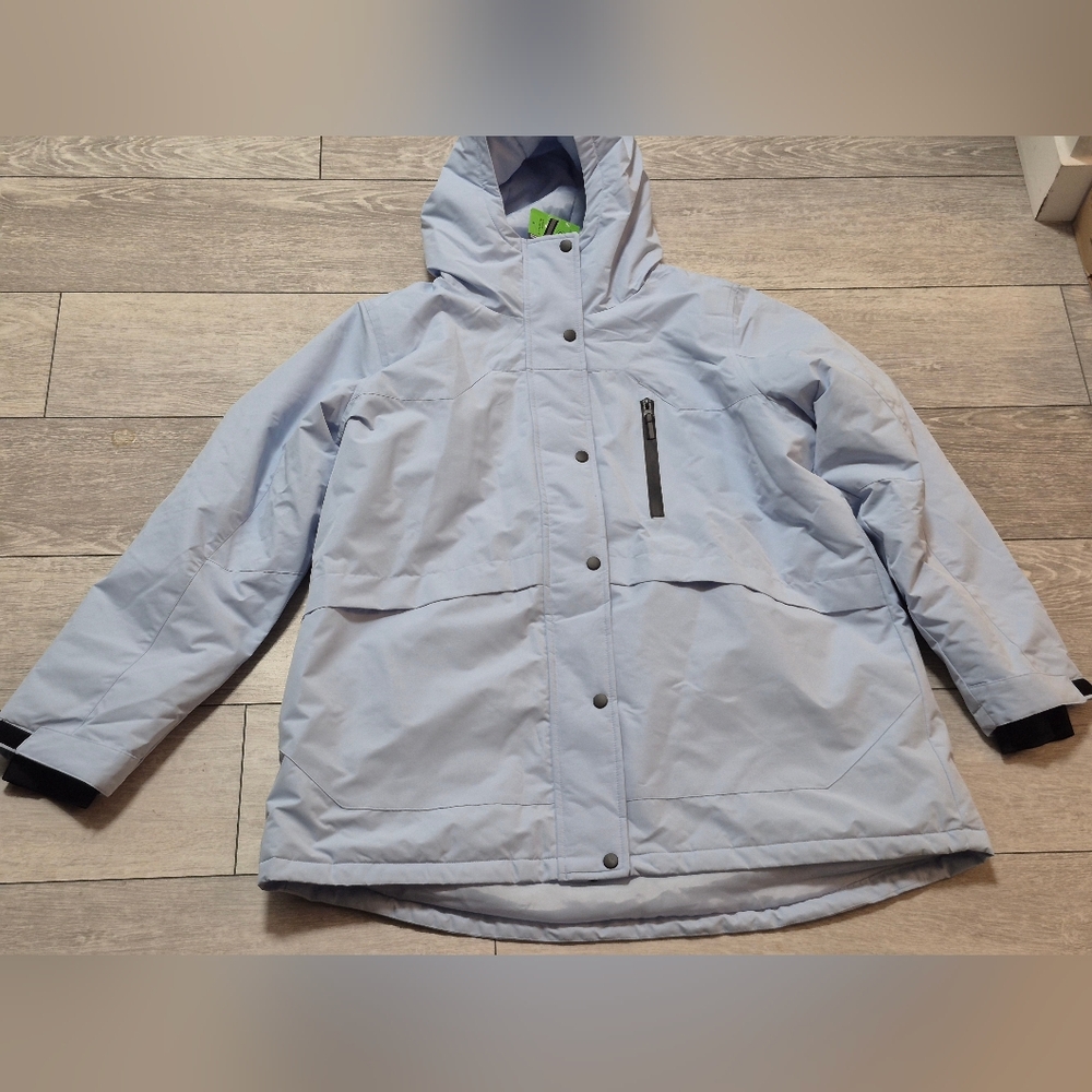 Athletic Works Ladies Light Blue Hooded Winter Snow Ski Jacket